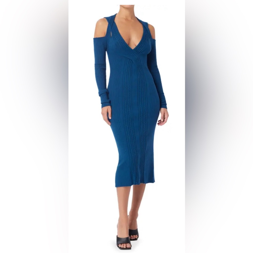 Lita by Ciara Cable Knit Long Sleeve Recycled Cashmere Dress